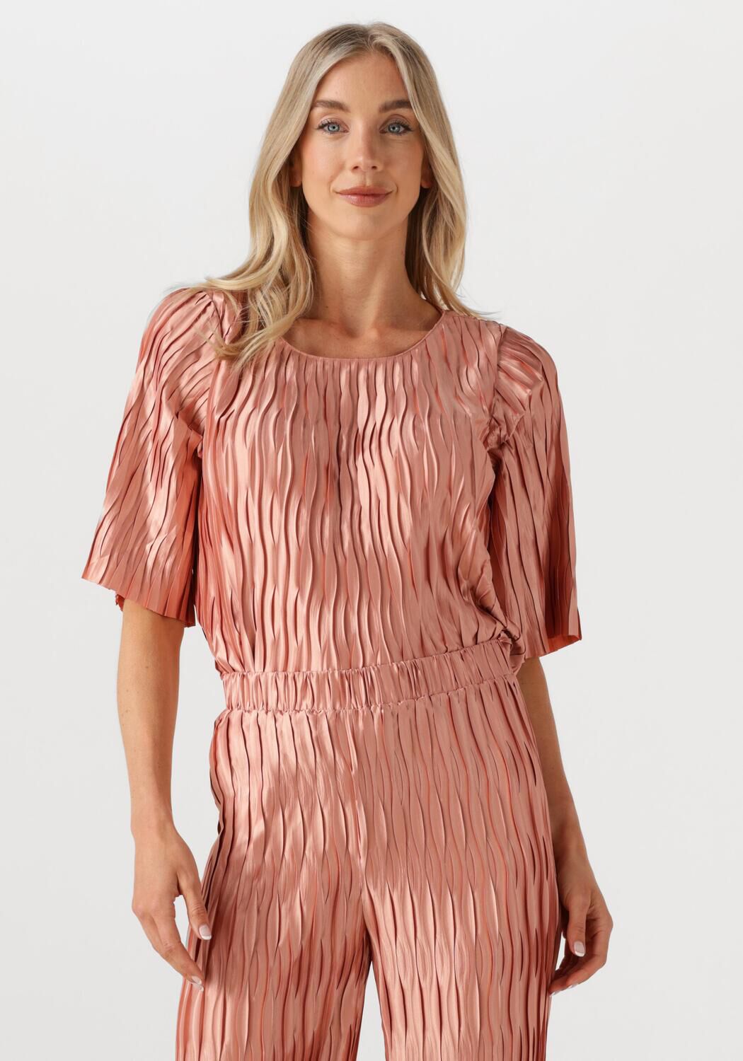DANTE6 Dames Blouses Lelia Plisse Top Lichtroze