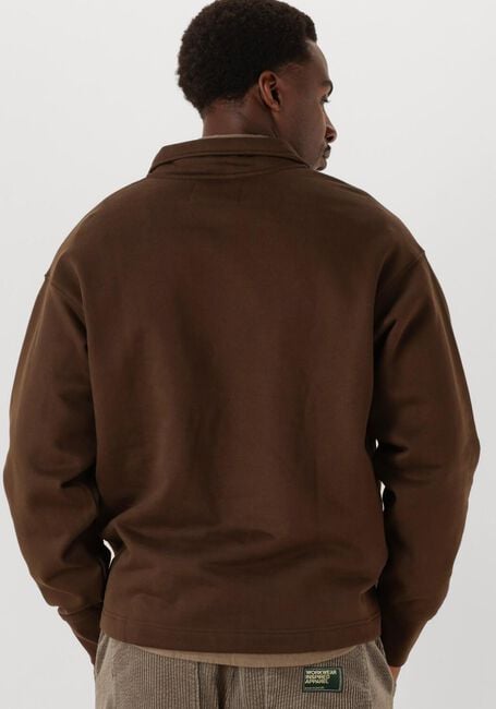 Bruine SELECTED MEN Trui SLHRELAXARON LS HALF ZIP SWEAT - large