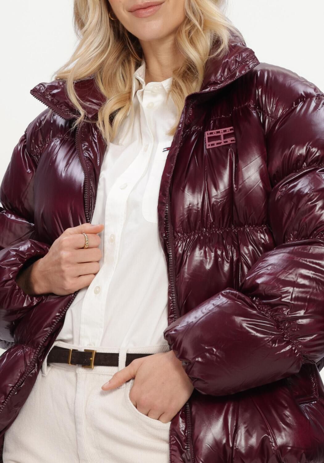Bordeaux TOMMY JEANS Gewatteerde jas TJW HIGH NECK SHINY PUFFER DOWN - large