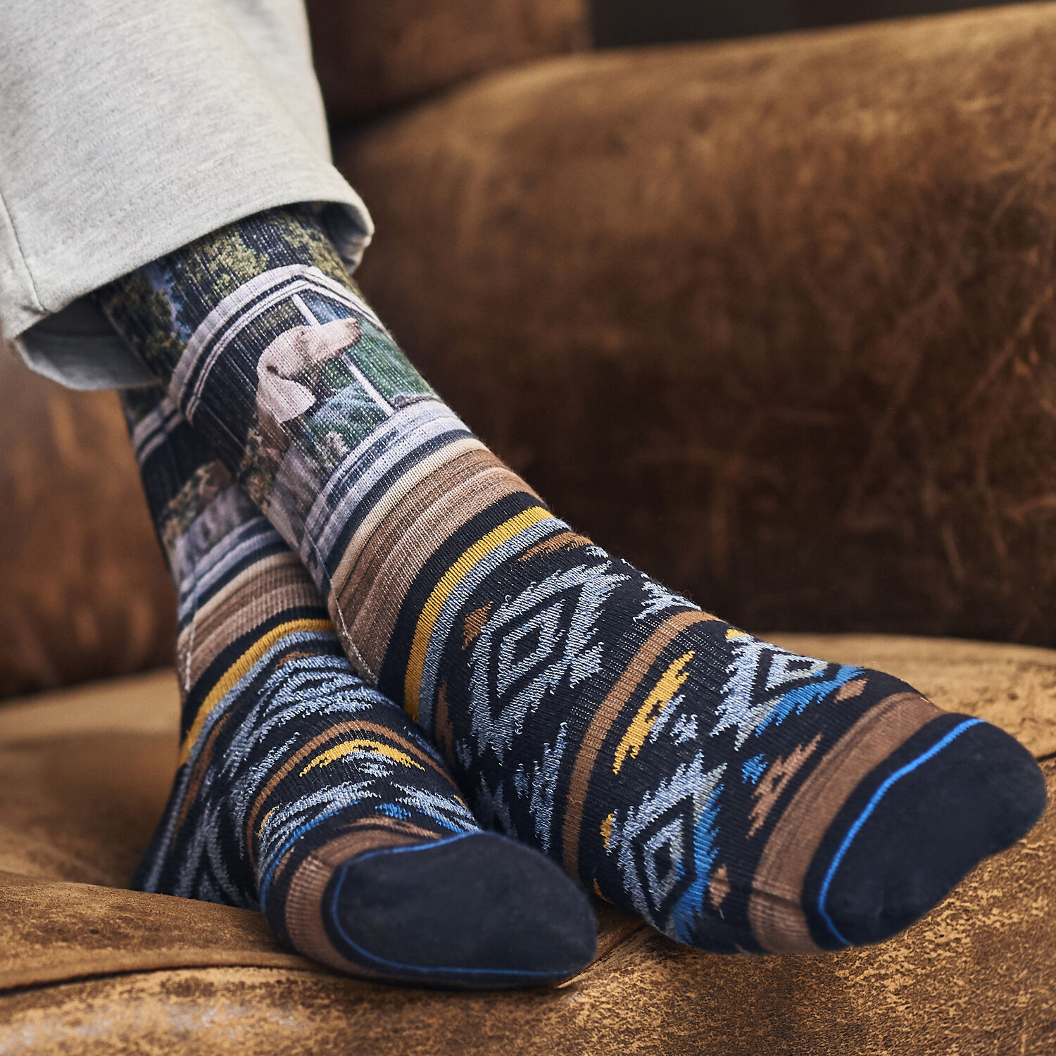 Blauwe XPOOOS Sokken DOG IN CAR - large