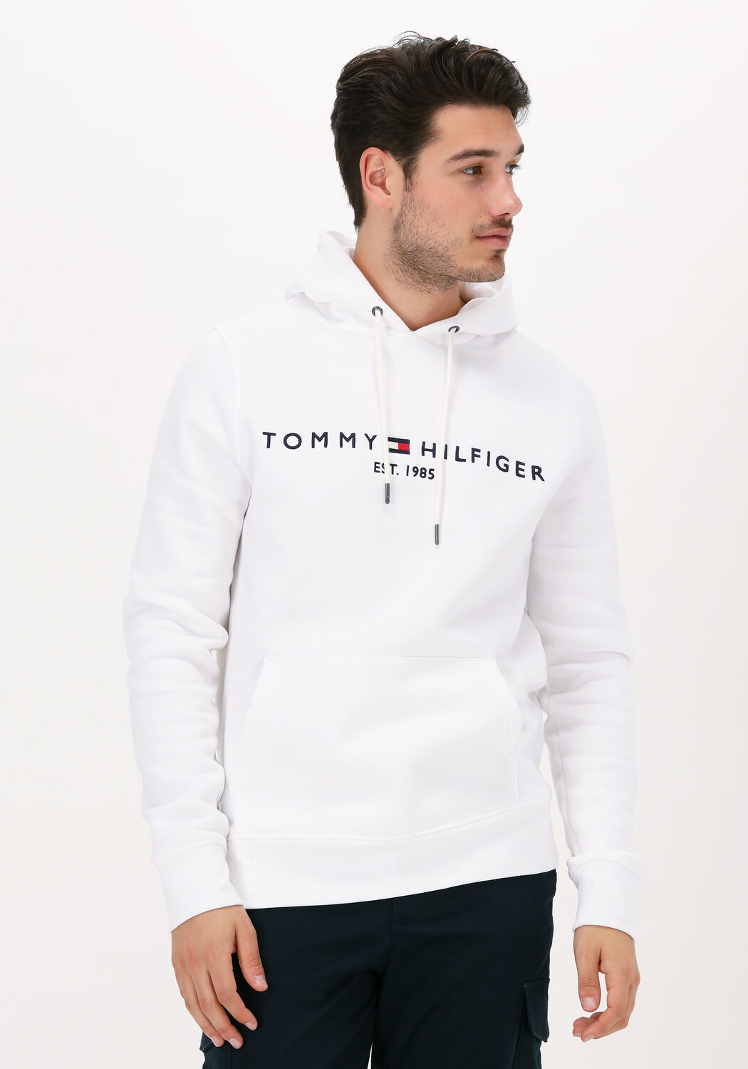 witte tommy hilfiger sweater tommy logo hoody