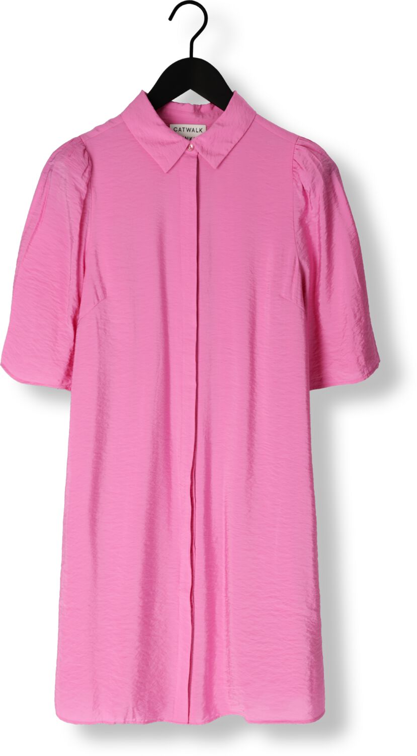 CATWALK JUNKIE Dames Jurken Flare Sleeve Button Up Blouse Dress Roze