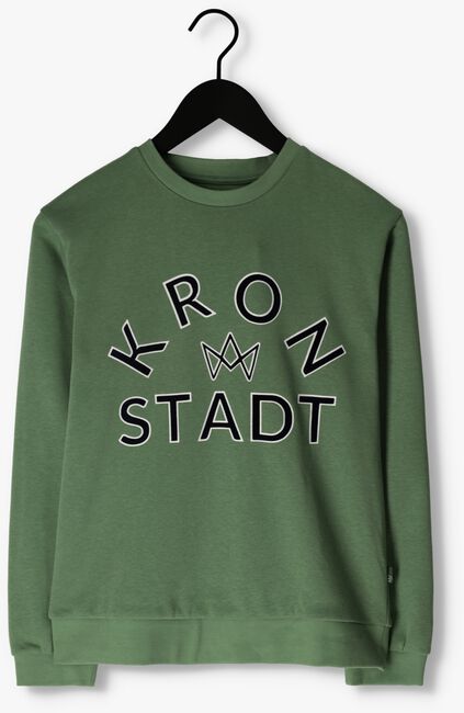 Groene KRONSTADT Sweater LARS ORGANIC/RECYCLED FLOCK PRINT CREW - large
