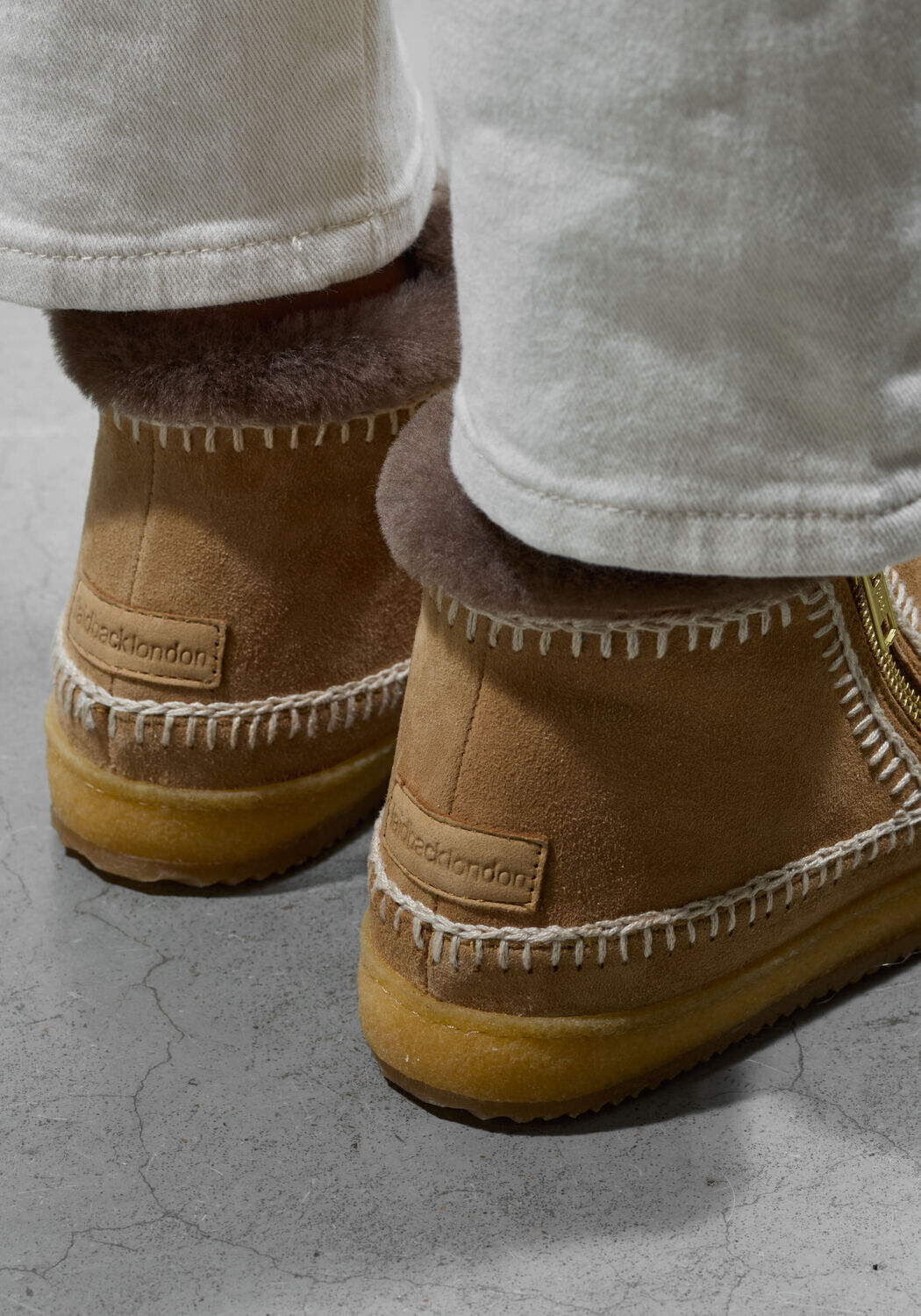 Cognac LAIDBACKLONDON Vachtlaarzen SETSU LOW CROCHET - large