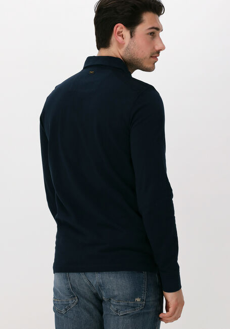 Donkerblauwe PME LEGEND Casual overhemd LONG SLEEVE POLO RUGGED PIQUE GARMENT DYE - large