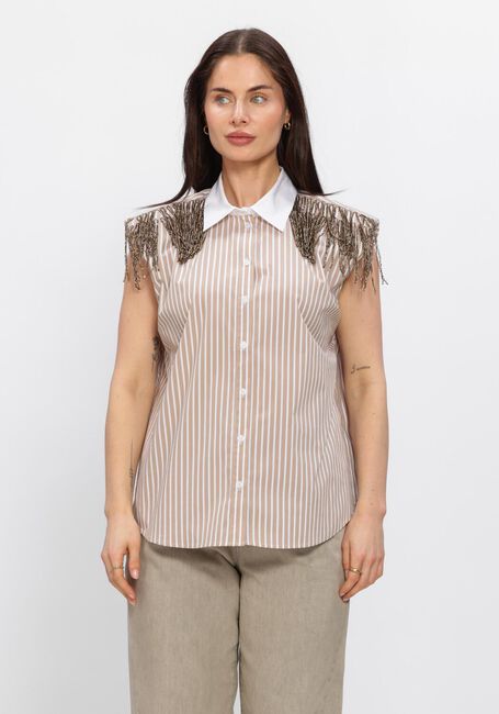 Beige DANTE6 Blouses RHOBIN SLEEVELESS FRINGE DETAI SHIRT - large