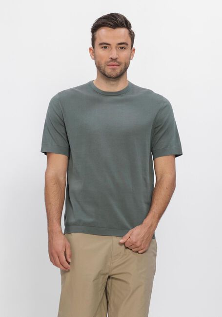 Groene SELECTED MEN Polo / T-shirt SLHTORINO SS KNIT CREW NECK  NOOS - large