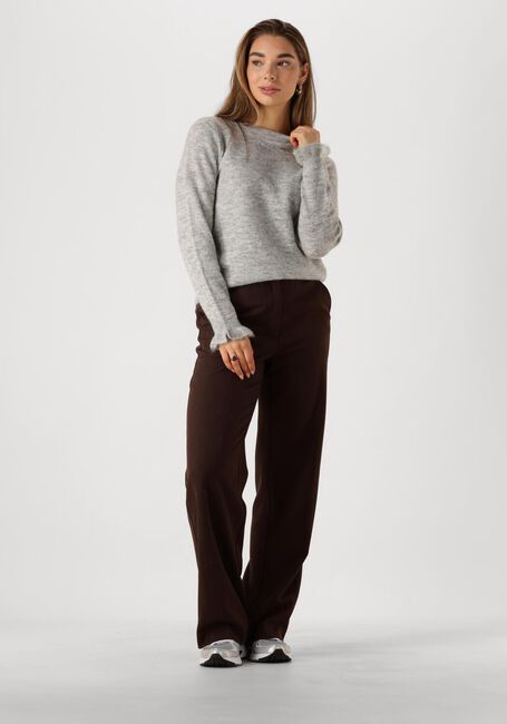 Lichtgrijze SELECTED FEMME Trui SLFLULU LS KNIT FRILL CUFF O-NECK - large