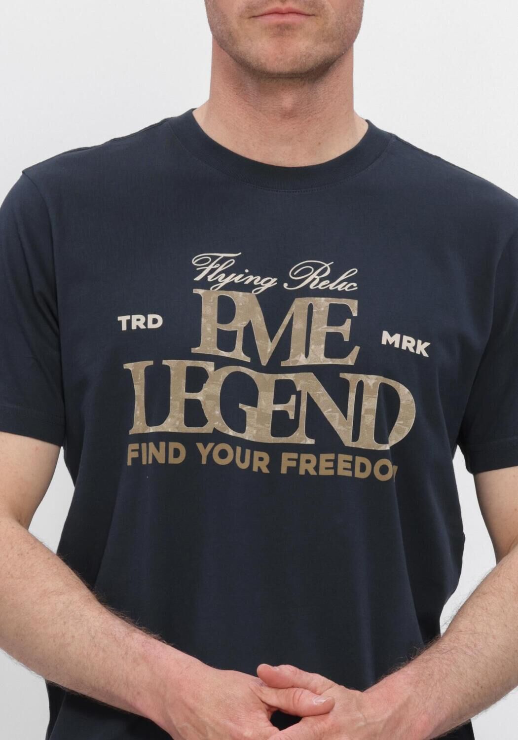 Donkerblauwe PME LEGEND T-shirt SHORT SLEEVE R-NECK BIG ART PACKAGE - large