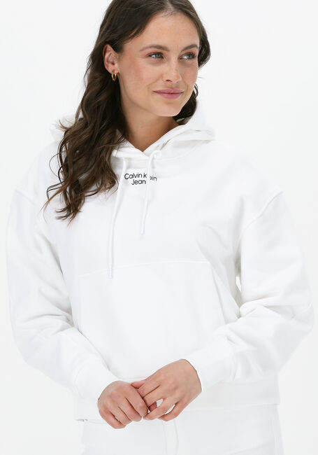 Witte CALVIN KLEIN Sweater STACKED LOGO HOODIE - large