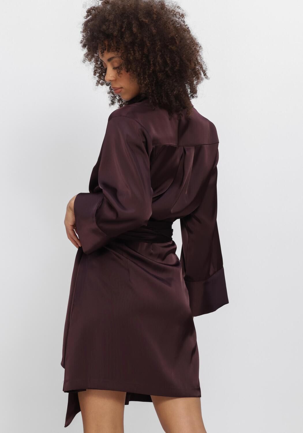 Bordeaux DANTE6 Mini jurk NOANNE SATIN-WRAP DRESS - large