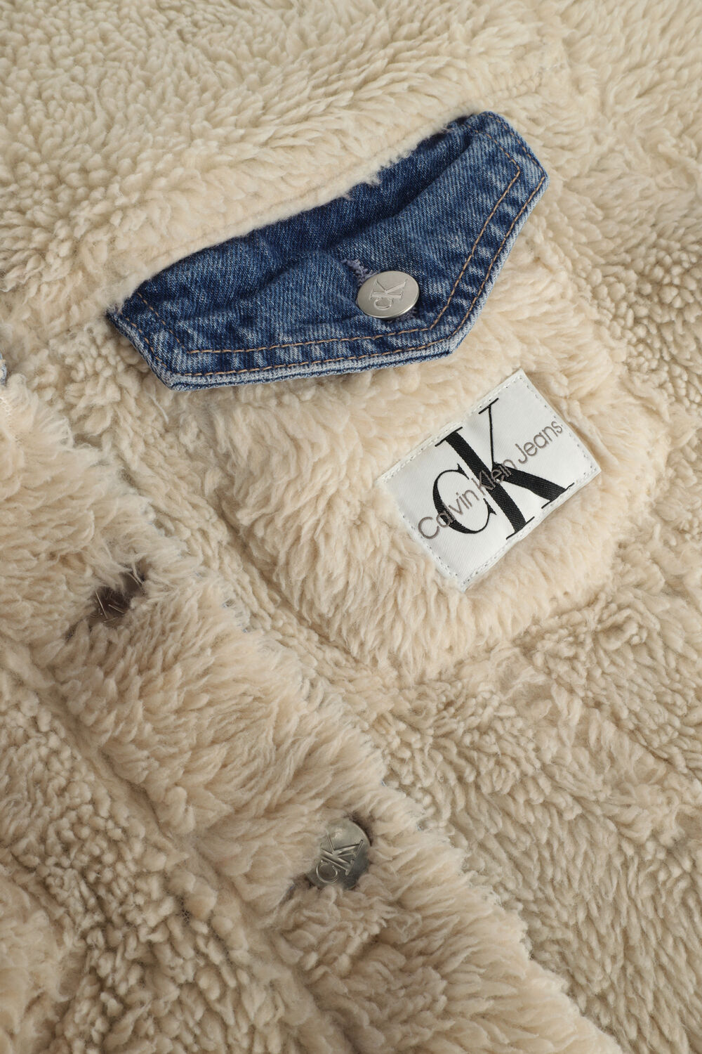 Blauwe CALVIN KLEIN Spijkerjas REVERSIBLE SHERPA CROP DNM JKT - large