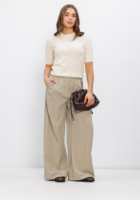 Ecru OBJECT Trui OBJFLAUNY S/S RE KNIT TOP - large