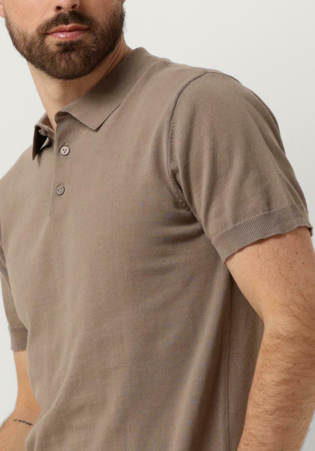 PURE PATH Heren Polo's & T-shirts Knit Polo With Chestprint Taupe