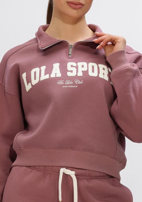 Roze THE LOLA CLUB Trui JAYLA HALF ZIP SWEATER - large