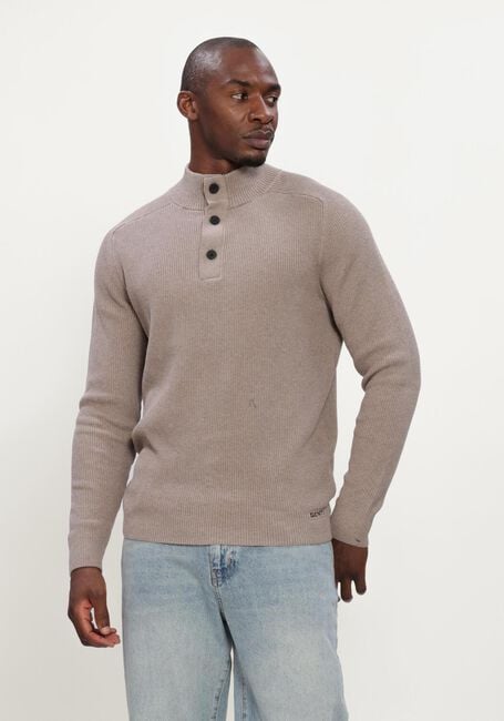 Beige GENTI Trui TURTLE BUTTON LS - large