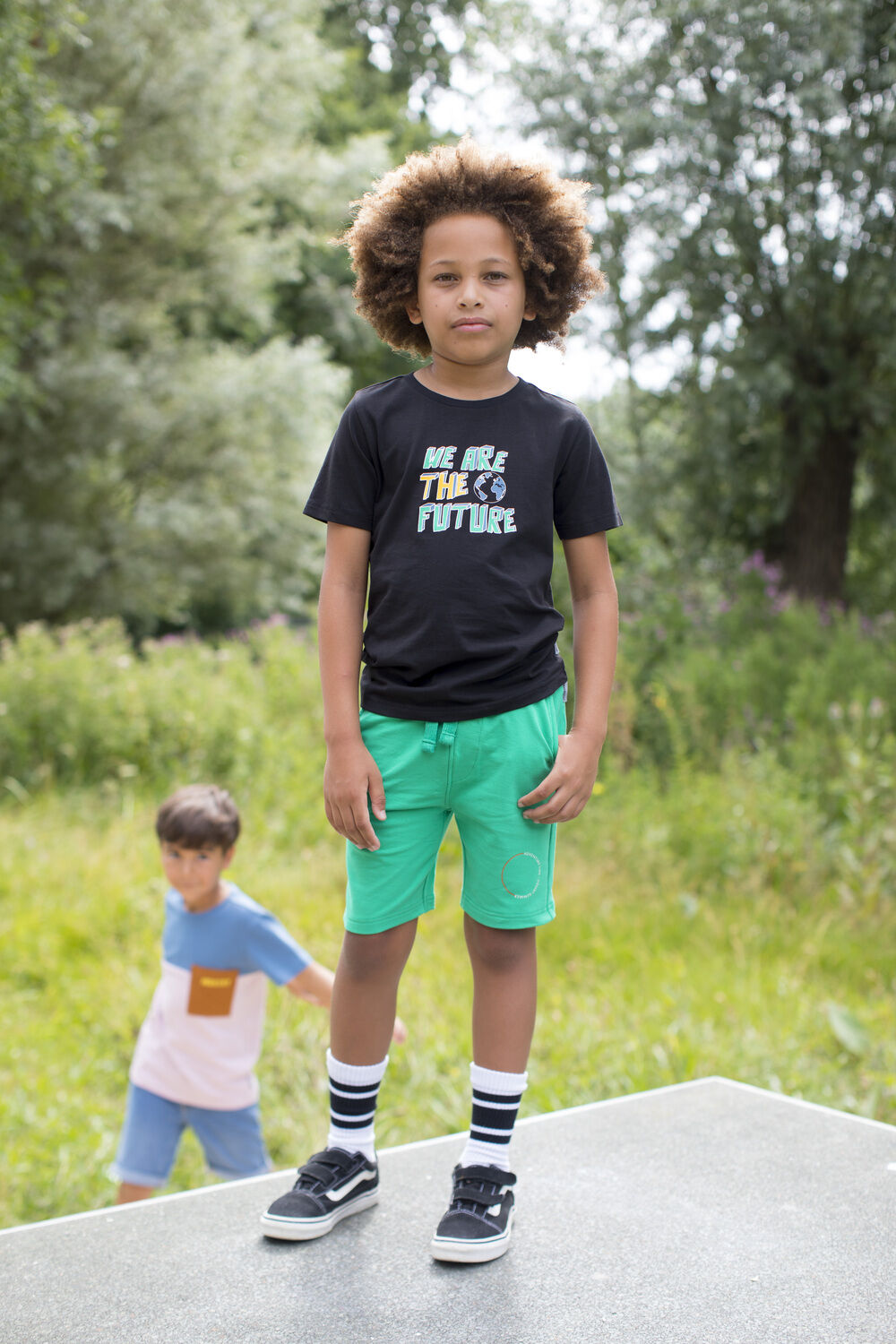 Zwarte MOODSTREET T-shirt T-SHIRT WITH CHEST PRINT - large