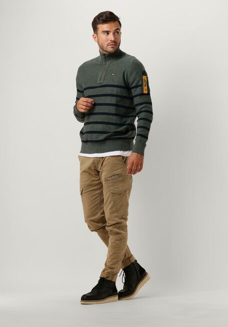 Groene PME LEGEND Trui HALF ZIP COLLAR COTTON RIB KNIT - large