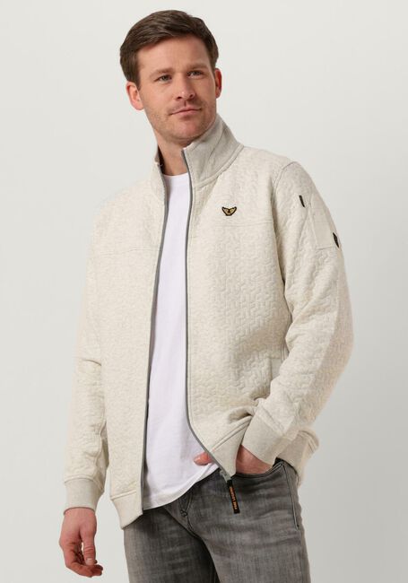 Gebroken wit PME LEGEND Vest ZIP JACKET JACQUARD INTERLOCK SWEAT - large