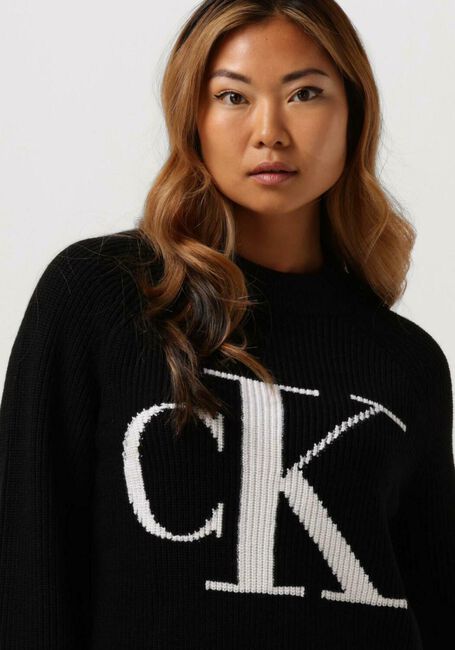 Zwarte CALVIN KLEIN Trui BLOWN UP CK HIGH NECK SWEATER - large