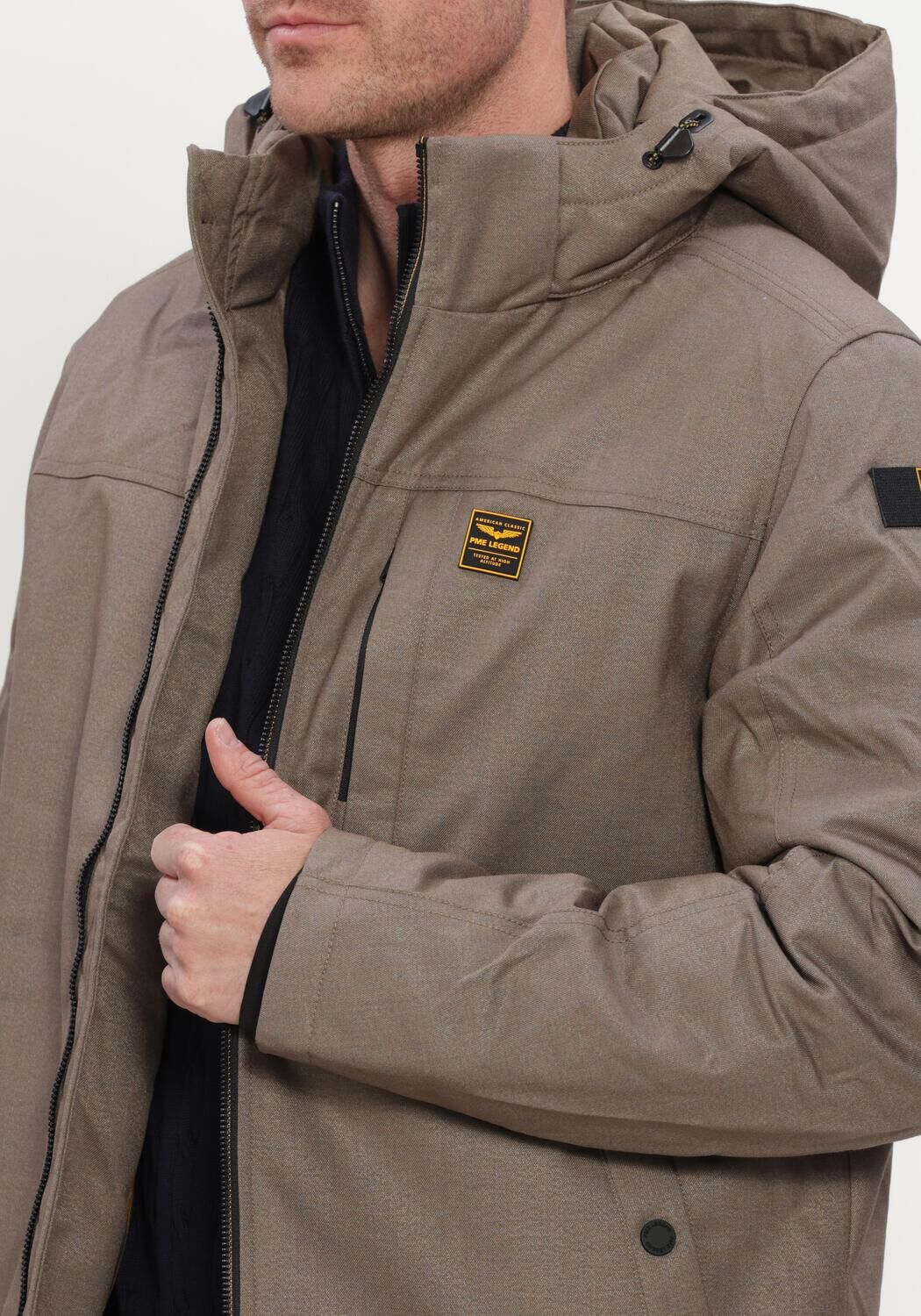 Khaki PME LEGEND Winterjassen SEMI LONG JACKET STRATOR MELANGE TWILL - large