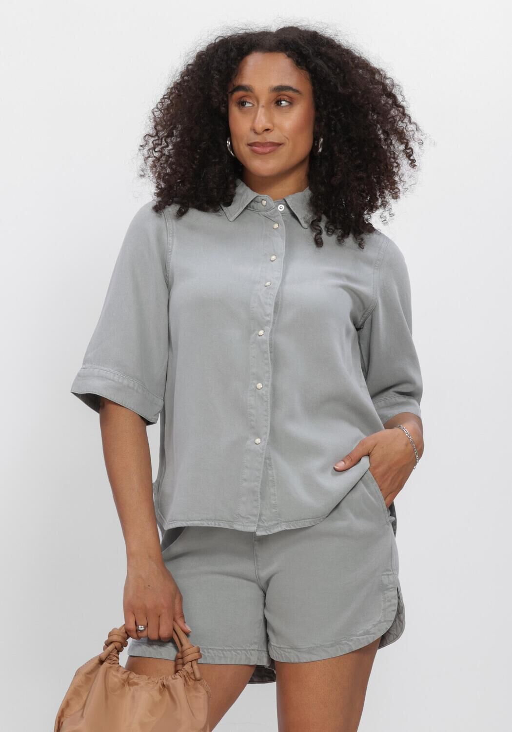 Blauwe OBJECT Blouses OBJFRAME 2/4 RE DENIM TOP NOOS - large