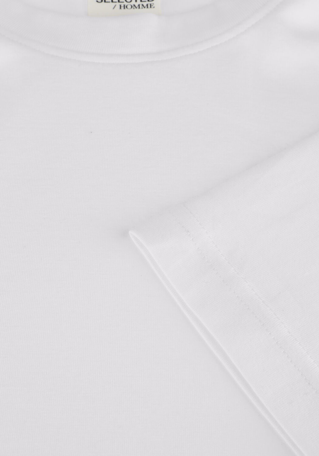 Witte SELECTED MEN T-shirt SLHLOOSEOSCAR LS O-NECK TEE NOOS - large