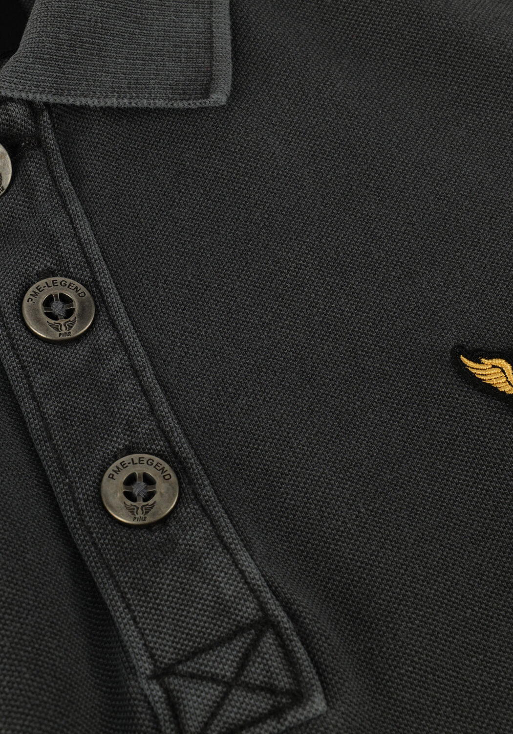 Donkergrijze PME LEGEND Polo LONG SLEEVE POLO PIQUE GARMENT DYE - large