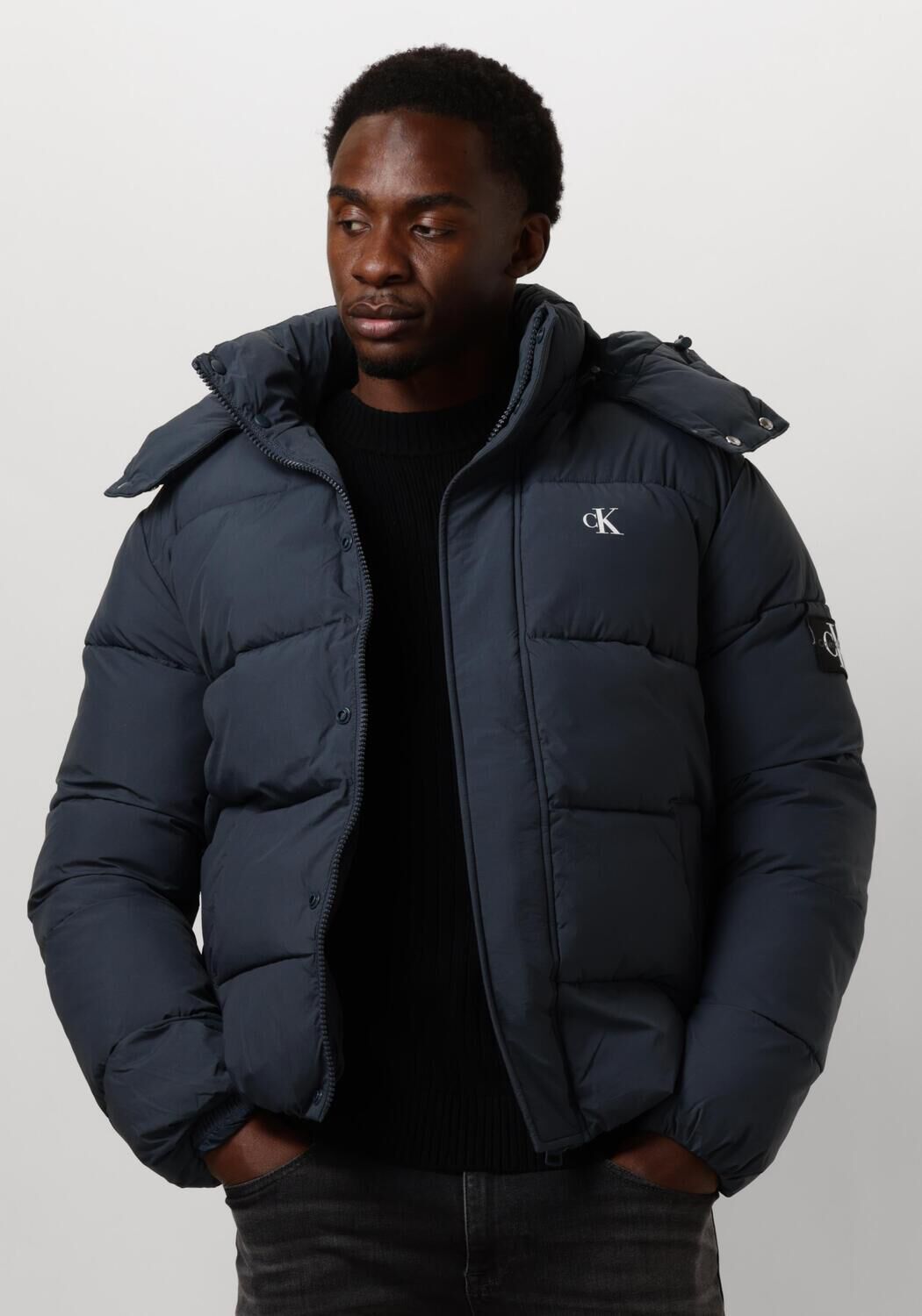 Calvin Klein Blauwe Hoodie met Afneembare Capuchon Blue Heren