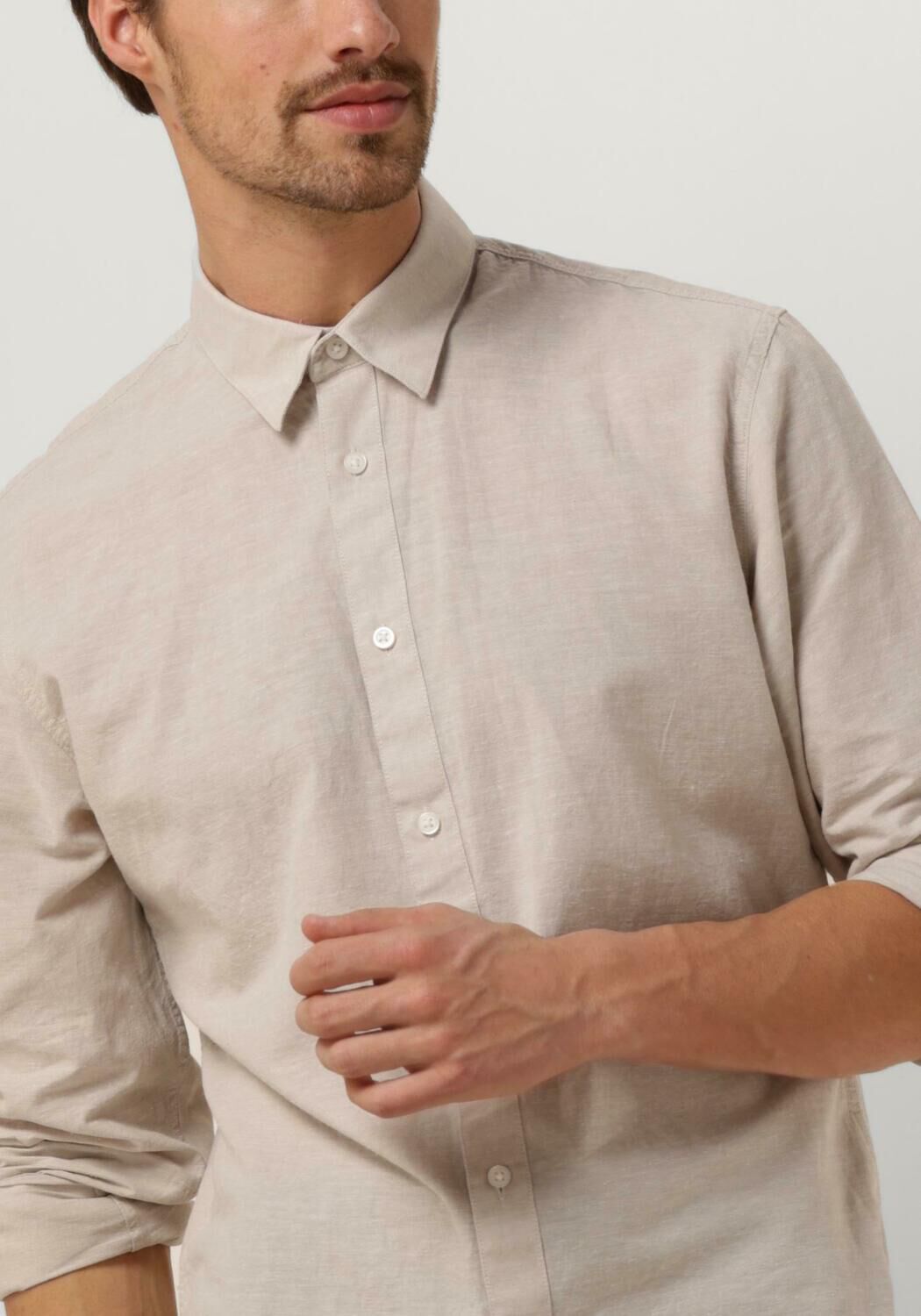 SELECTED HOMME Heren Overhemden Slhslim-sun Shirt Ls Noos Beige