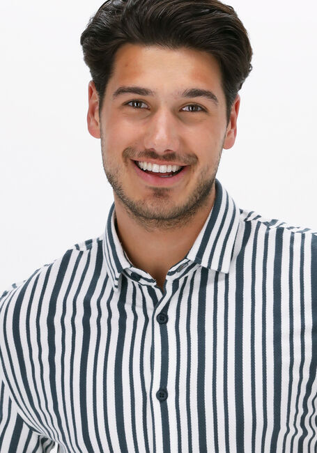 Gebroken wit CAST IRON Casual overhemd SHORT SLEEVE SHIRT KNITTED STRIPE WITH STRUCTURE - large