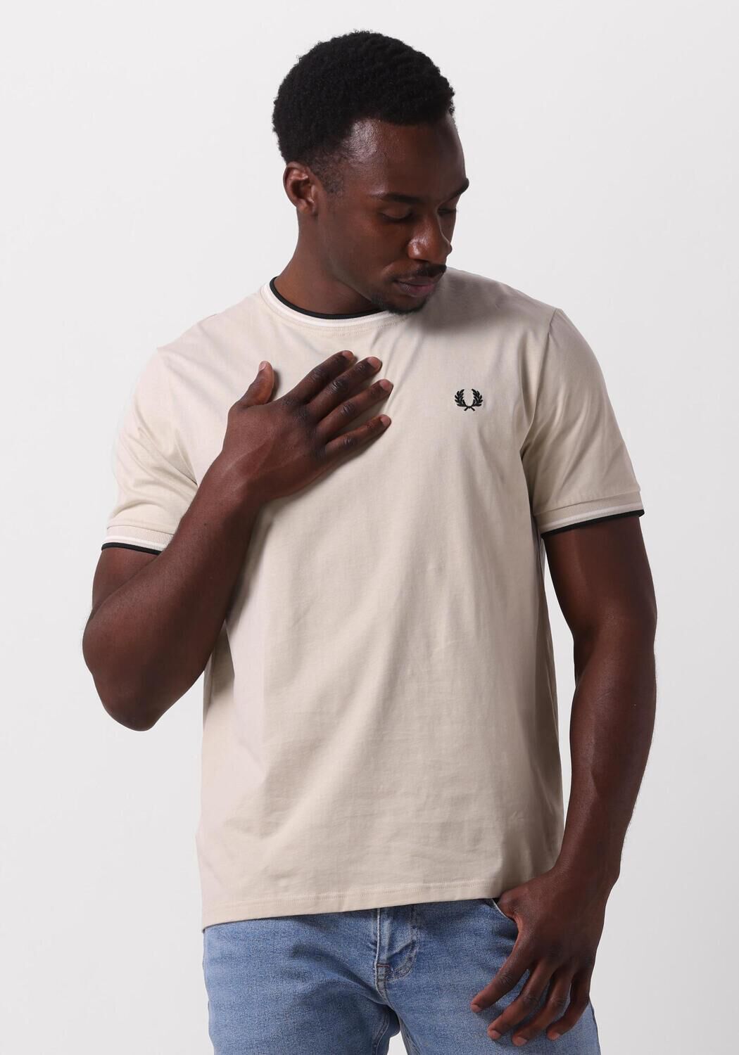 FRED PERRY Heren Polo's & T-shirts Twin Tipped T-shirt Zand