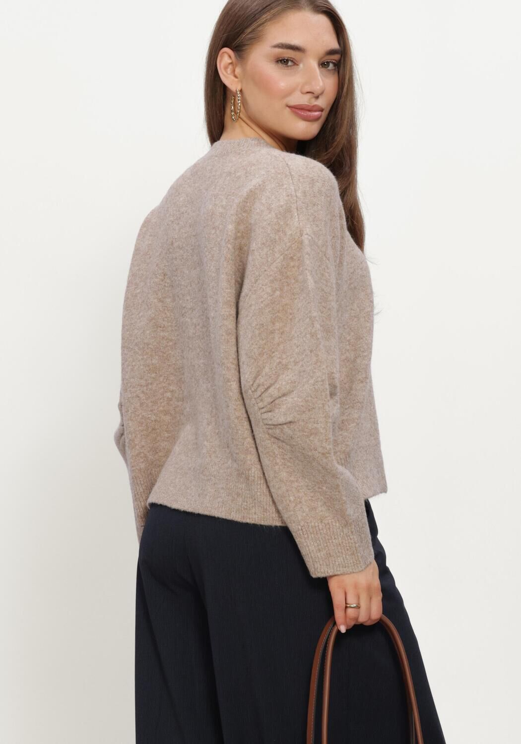 Beige SUMMUM Trui BOXY SWEATER WOOL ELASTANE BLEND KNIT - large