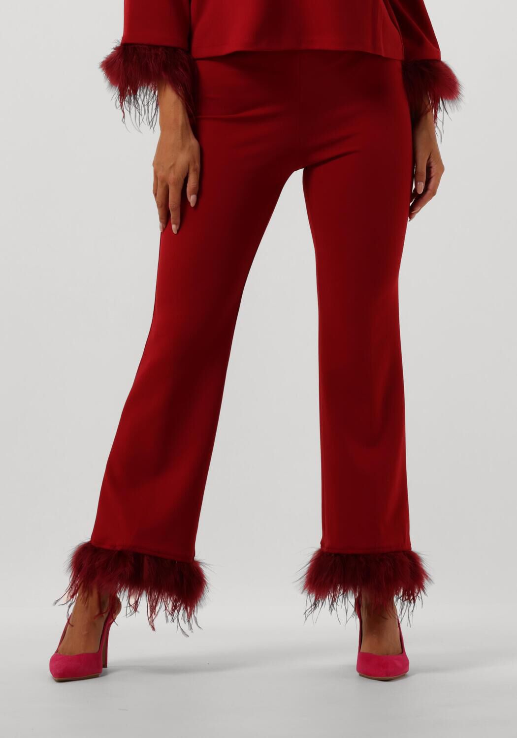 Ana Alcazar Rode Elegante Broek met Veren Red Dames
