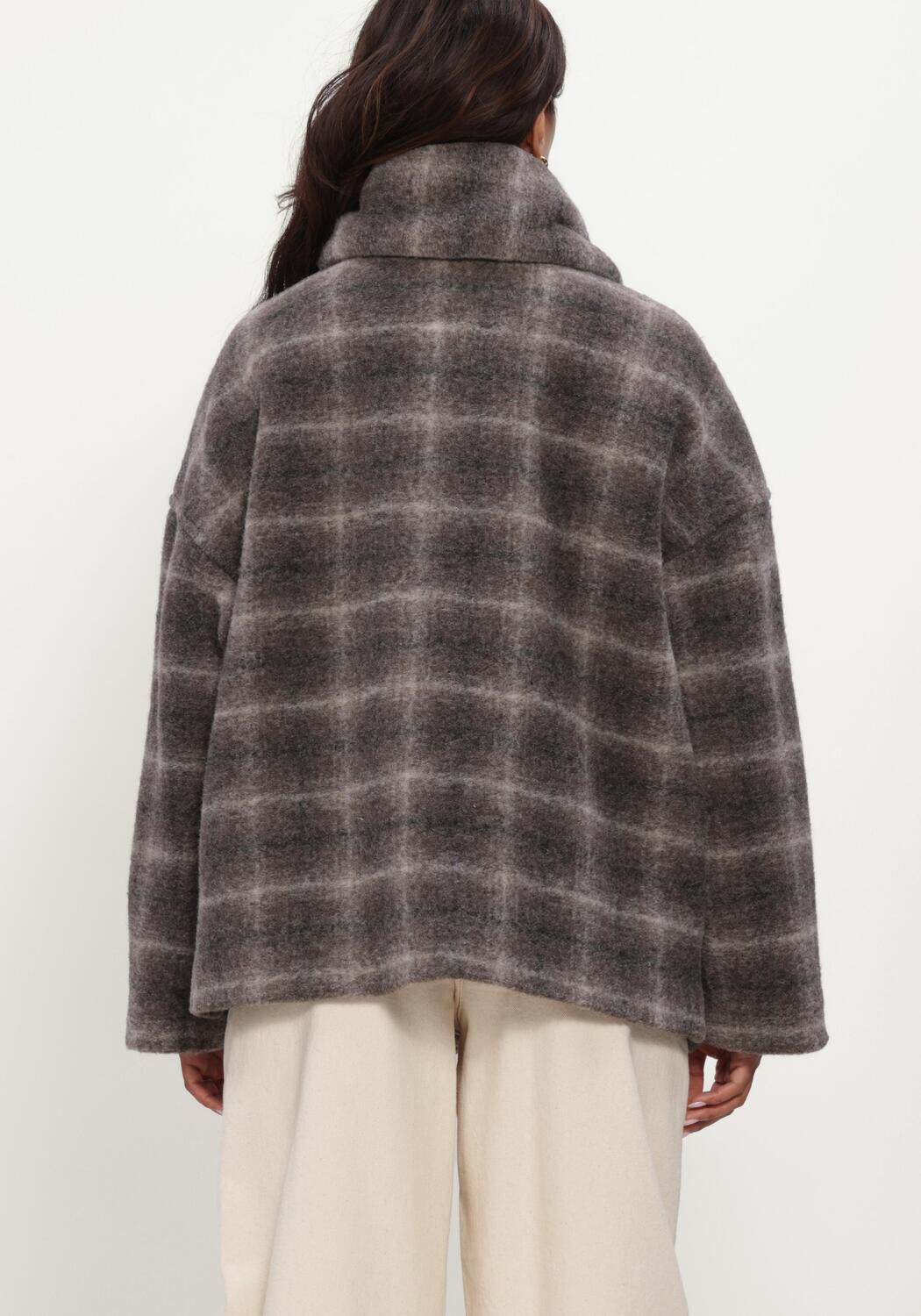 Donkergrijze OBJECT Mantel OBJMAISE L/S LO SCARF JACKET NOOS - large
