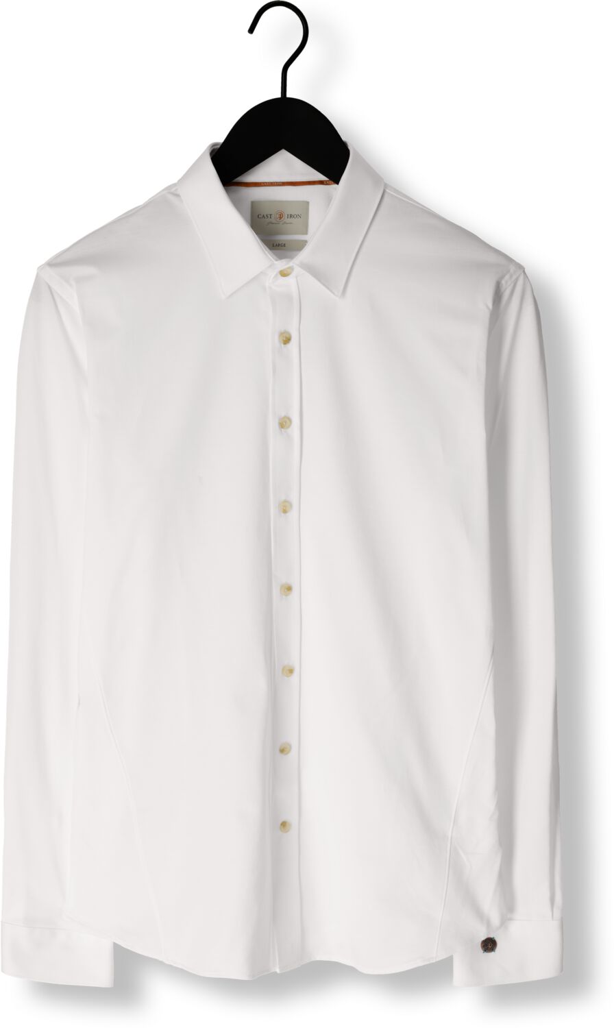 CAST IRON Heren Overhemden Long Sleeve Shirt Twill Jersey 2 Tone Wit