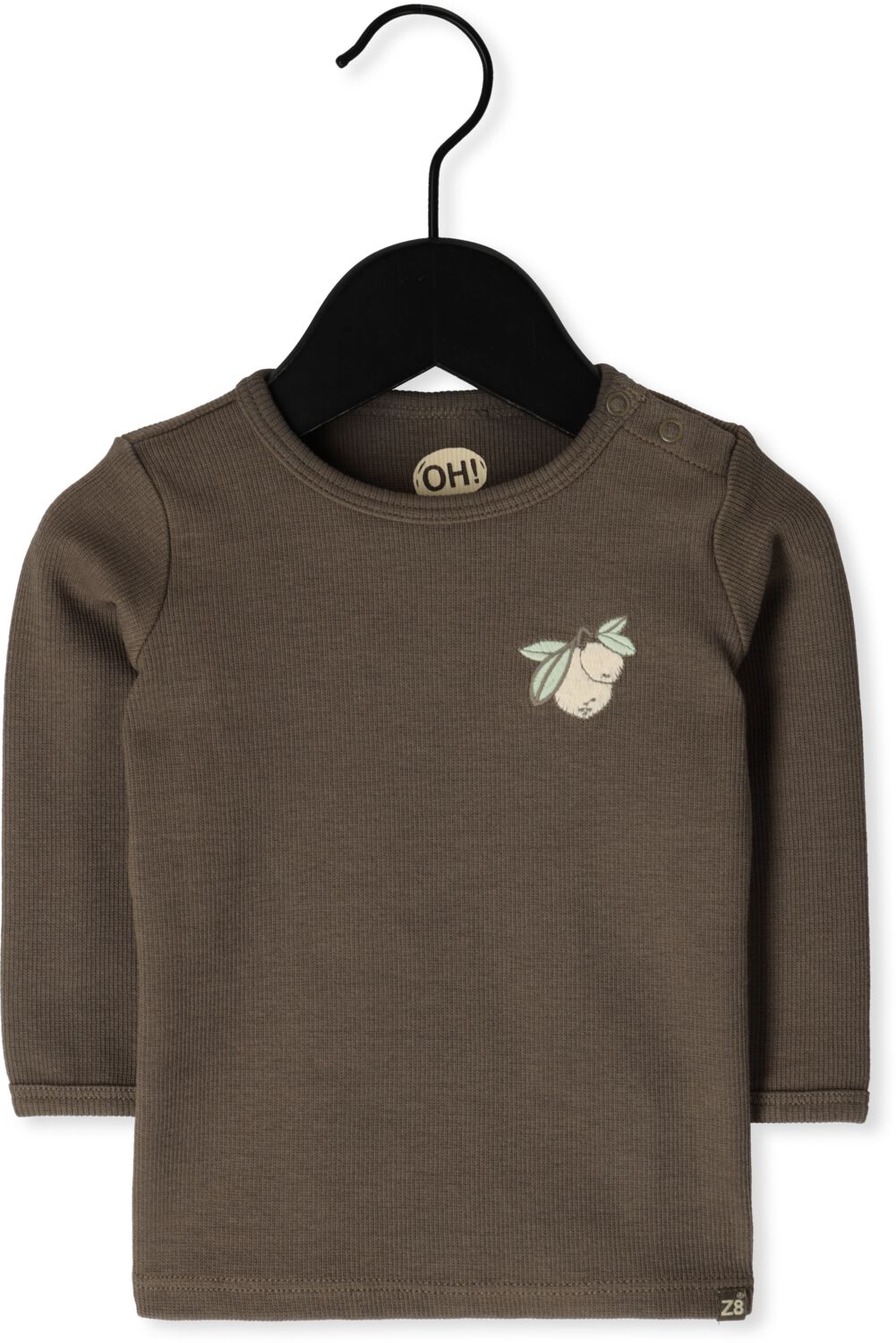 Z8 longsleeve Julio bruin Stretchkatoen Ronde hals Effen 62