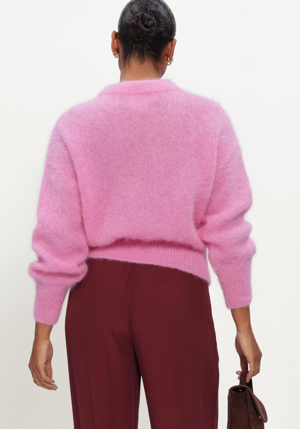 Roze TWNS Trui SOLID LONG-SLEEVE ROUND NECK SWEATER - large