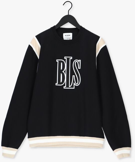 Donkerblauwe BLS HAFNIA Sweater OG LOGO APPLIQUE CREWNECK - large