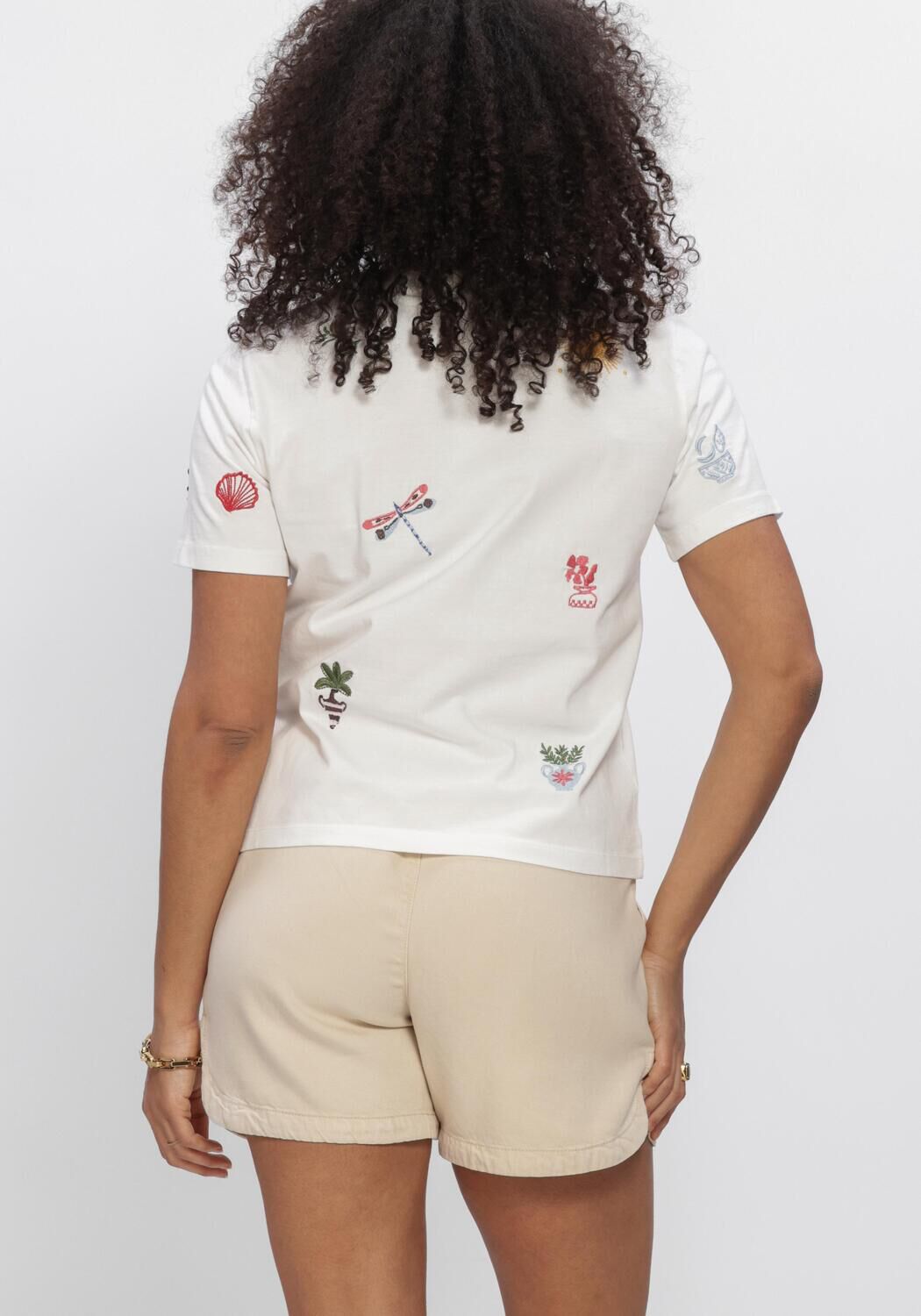 Witte OBJECT T-shirt OBJLUNAI 2/4 LO T-SHIRT - large