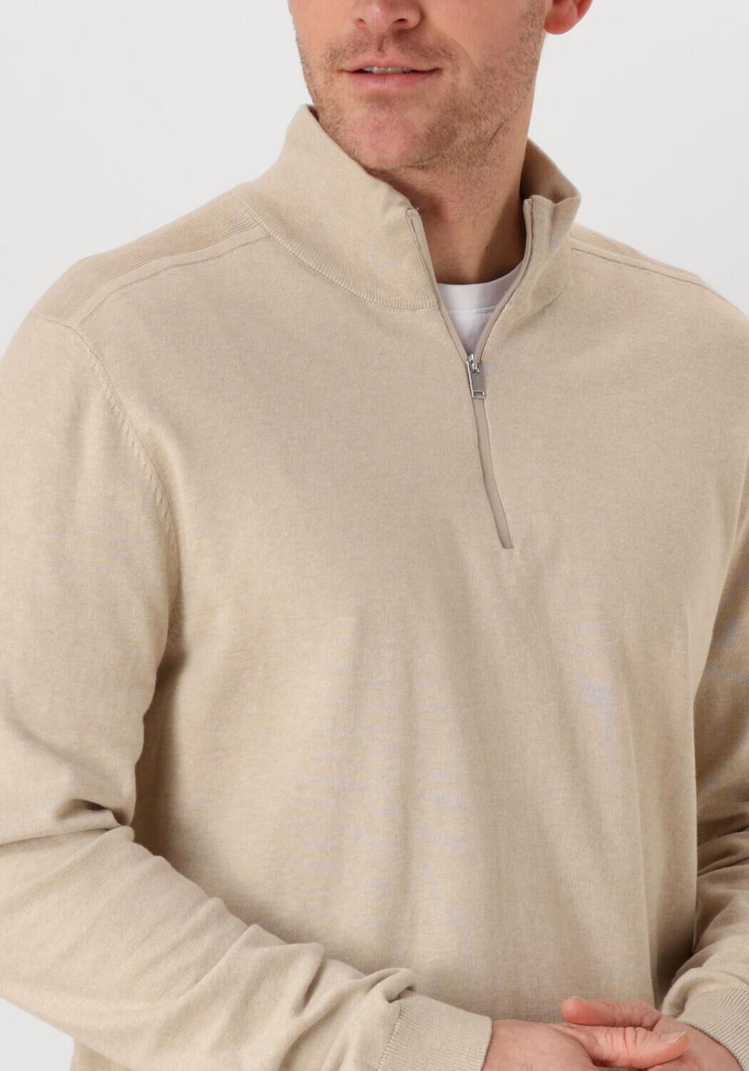 SELECTED HOMME Heren Truien & Vesten Slhberg Half Zip Cardigan Noos Beige