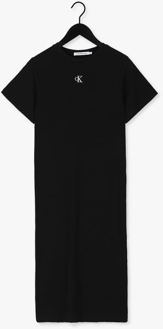 Zwarte CALVIN KLEIN Midi jurk CK RIB LONG T-SHIRT DRESS - large