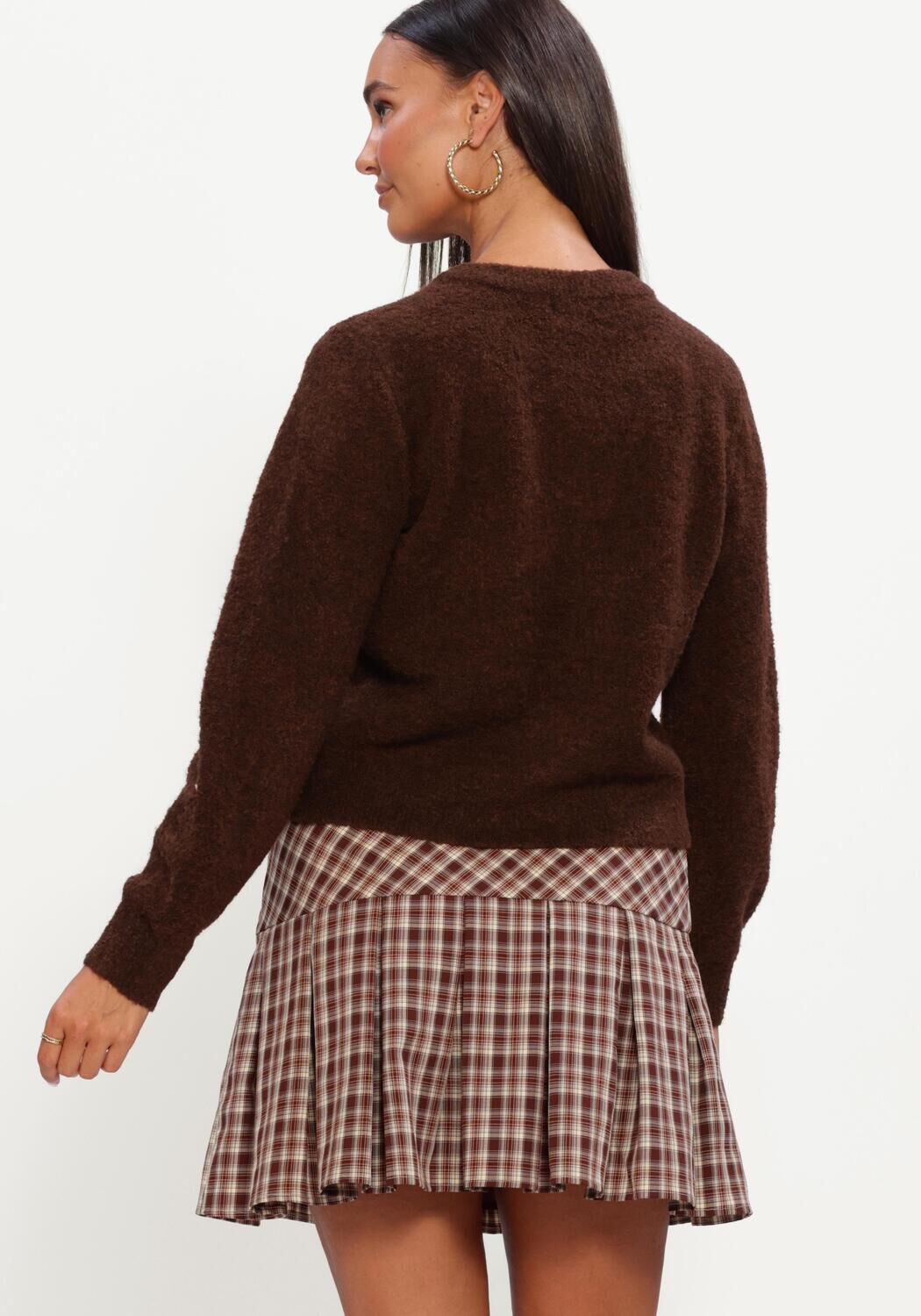 YDENCE Dames Truien & Vesten Cardigan Eden Bruin