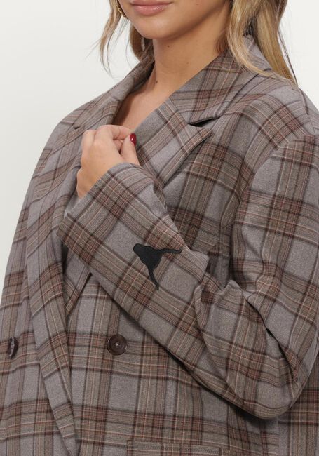 Bruine ALIX THE LABEL Blazers LADIES WOVEN CROPPED CHECK BLAZER - large