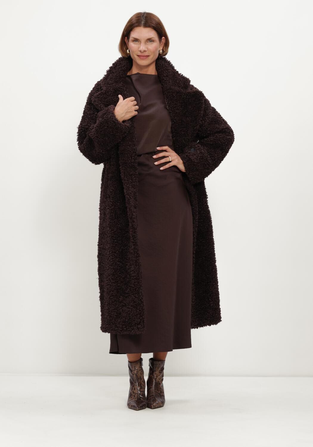 Bruine BEAUMONT Teddy jas SASHA LONG COAT - large