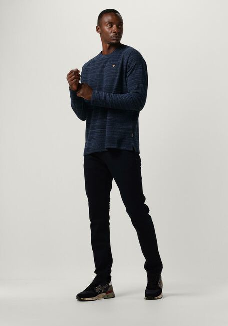 Donkerblauwe PME LEGEND Trui LONG SLEEVE GRANDAD WAFFLE JERSEY - large