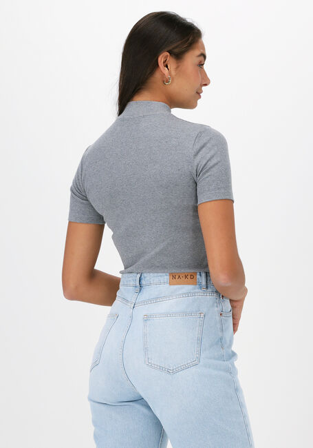 Grijze CALVIN KLEIN Top MICRO BRANDING RIB BABY TEE - large