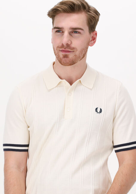 Gebroken wit FRED PERRY Polo TIPPING TEXTURE KNITTED SHIRT - large