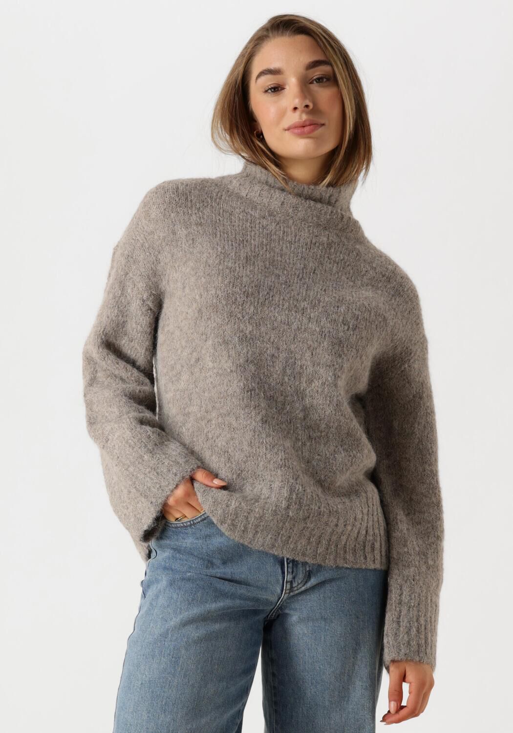 SELECTED FEMME Dames Truien & Vesten Slfgabella Ls Knit High-neck Grijs