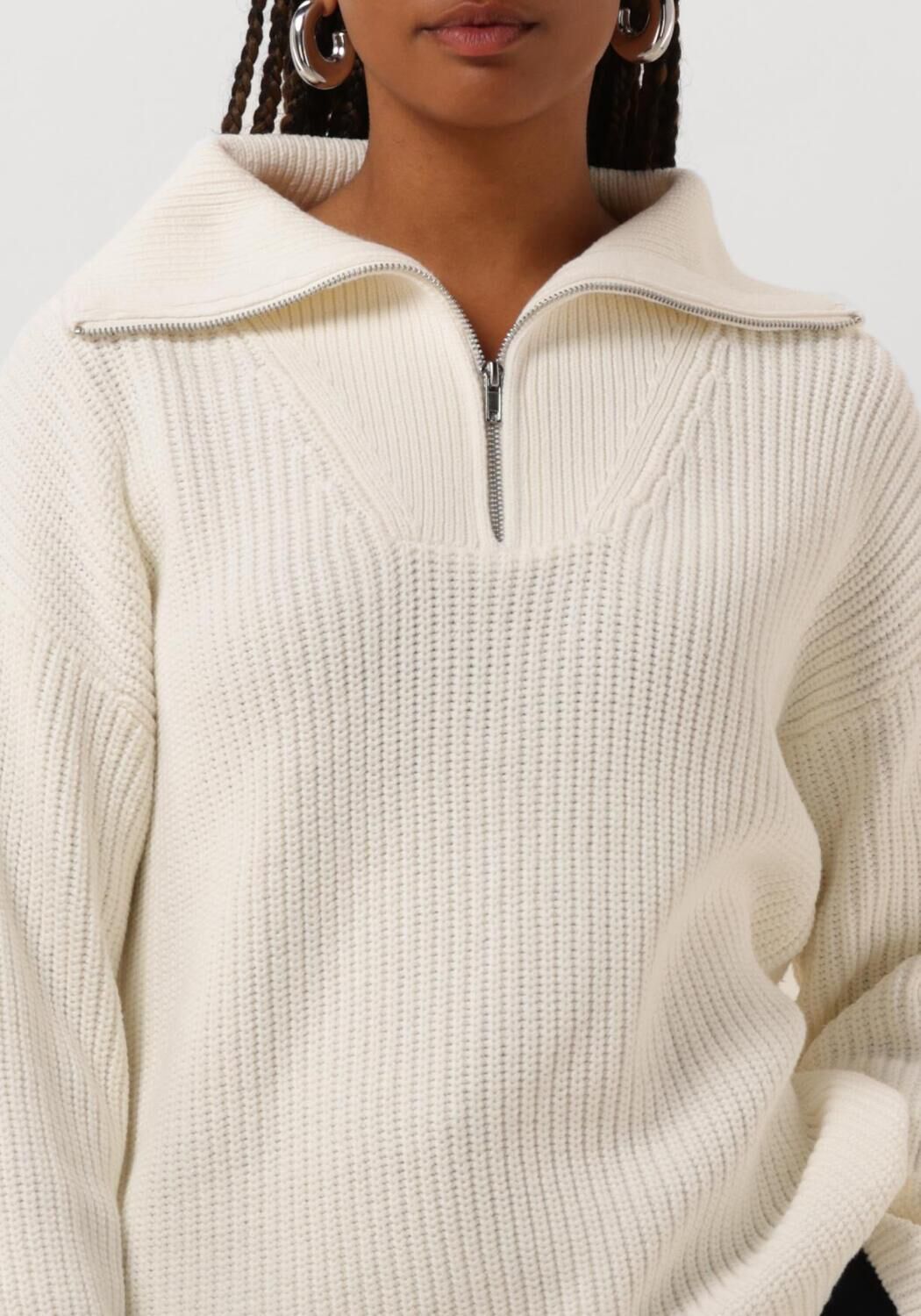 SELECTED FEMME Dames Truien & Vesten Slfbloomie Ls Knit Half Zip Wit